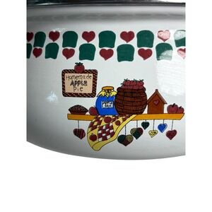 Vintage Enamel Saucepan "Homemade Apple Pie"‎ Country Kitchen Hearts Farmhouse